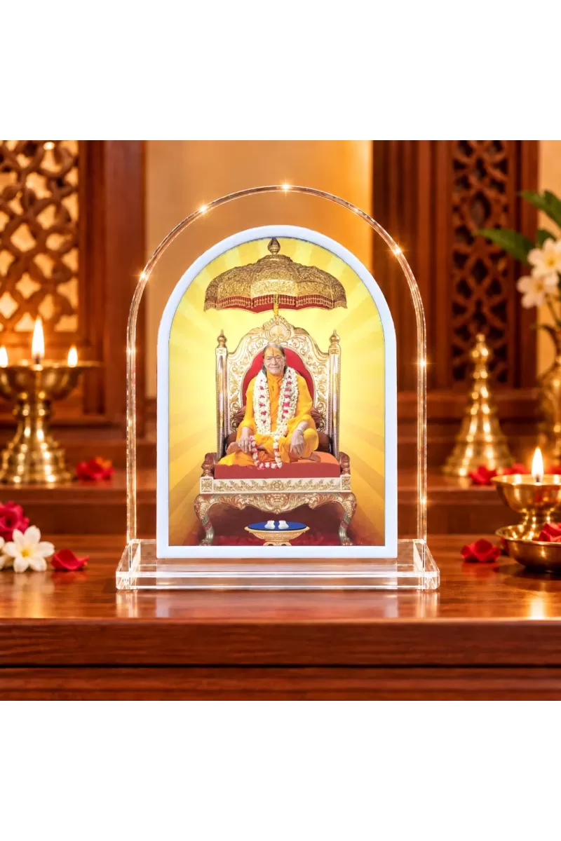Jagad Guru Kripalu Maharaj L Shape Acrylic Showpiece 3 X 3.5 Inch For Home, Office And Car (F177069)