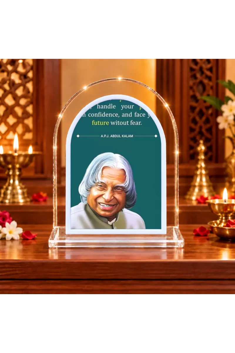 A. P. J. Abdul Kalam L Shape Acrylic Showpiece 3 X 3.5 Inch For Home, Office And Car (F177072)