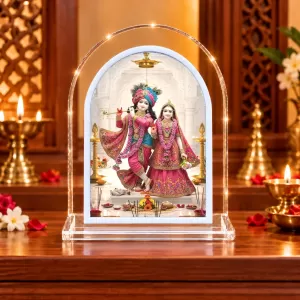 Radha Krishna L Shape Acrylic Showpiece 3 X 3.5 Inch For Home, Office And Car (F177074)