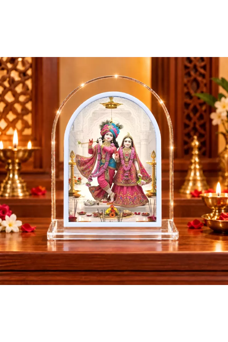 Radha Krishna L Shape Acrylic Showpiece 3 X 3.5 Inch For Home, Office And Car (F177074)
