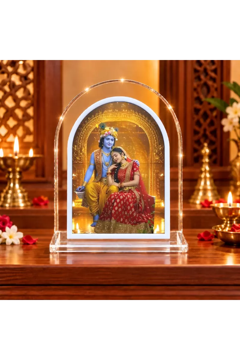 Radha Krishna L Shape Acrylic Showpiece 3 X 3.5 Inch For Home, Office And Car (F177077)
