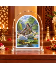 Maa Saraswati L Shape Acrylic Showpiece 3 X 3.5 Inch For Home, Office And Car (F177078)