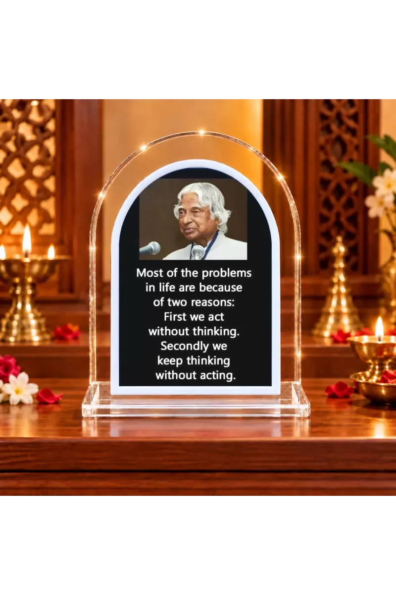 A. P. J. Abdul Kalam L Shape Acrylic Showpiece 3 X 3.5 Inch For Home, Office And Car (F177079)