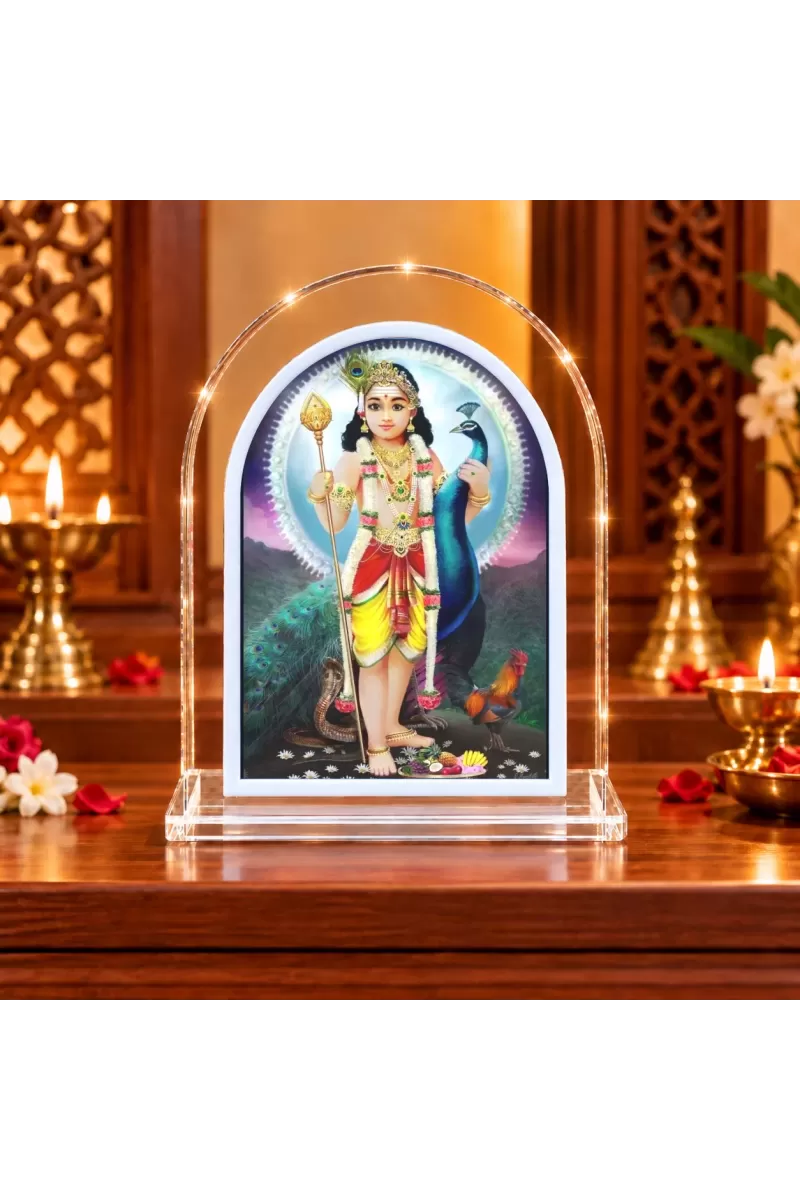 Lord Murugan L Shape Acrylic Showpiece 3 X 3.5 Inch For Home, Office And Car (F177080)