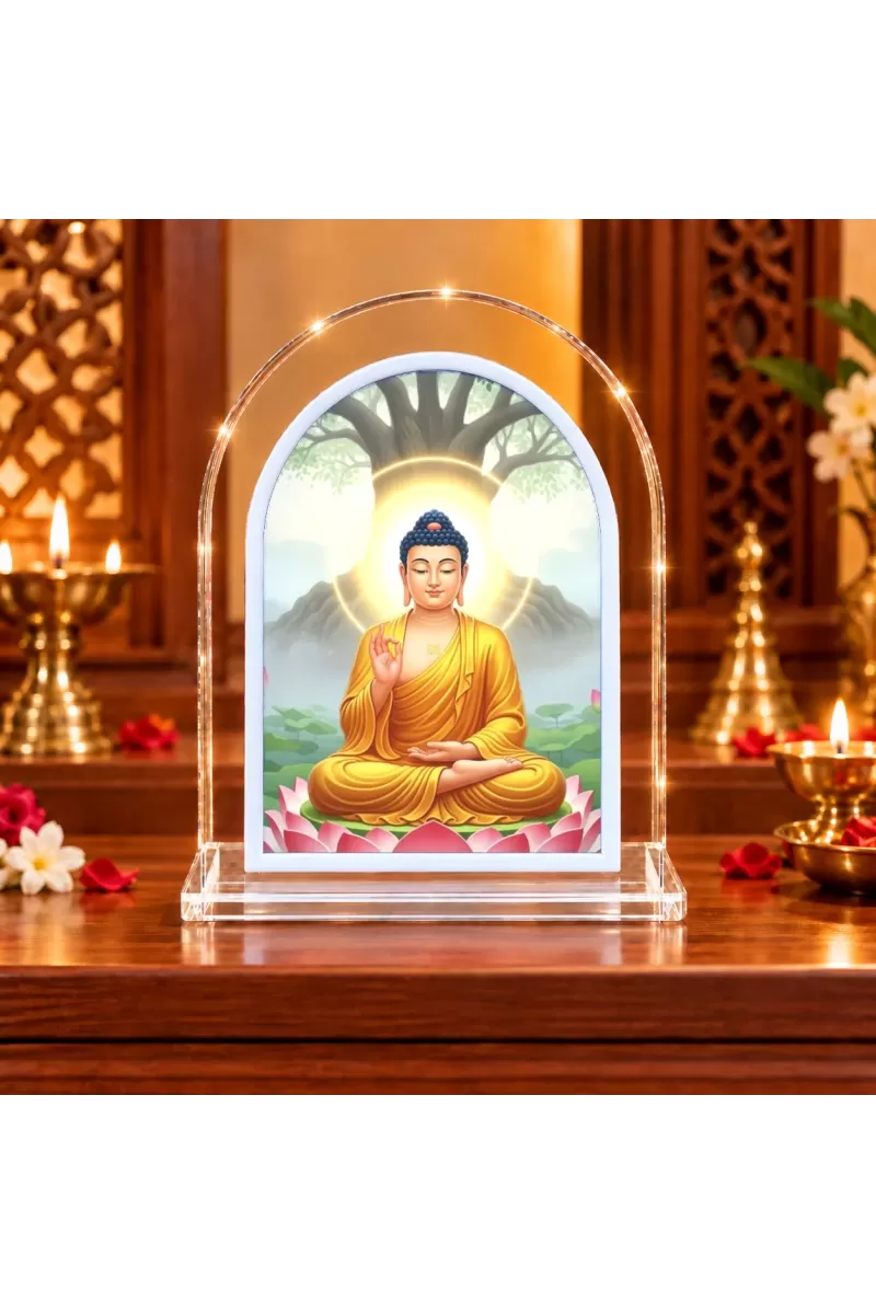 Buddha L Shape Acrylic Showpiece 3 X 3.5 Inch For Home, Office And Car (F177081)