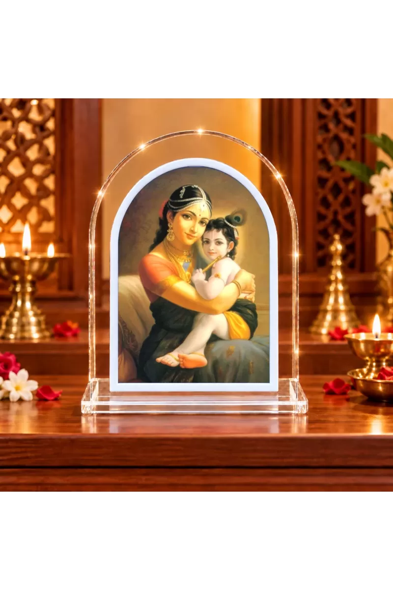 Yashoda Krishna L Shape Acrylic Showpiece 3 X 3.5 Inch For Home, Office And Car (F177082)
