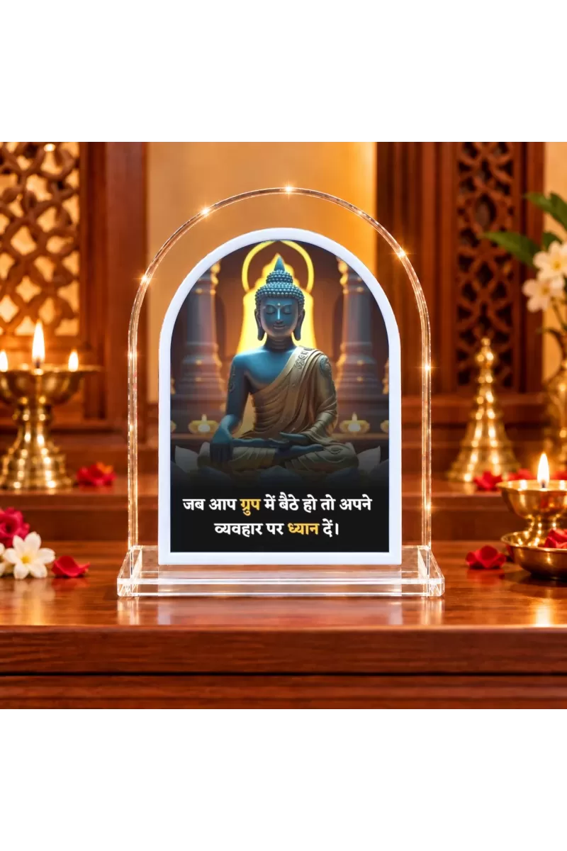 Buddha L Shape Acrylic Showpiece 3 X 3.5 Inch For Home, Office And Car (F177083)