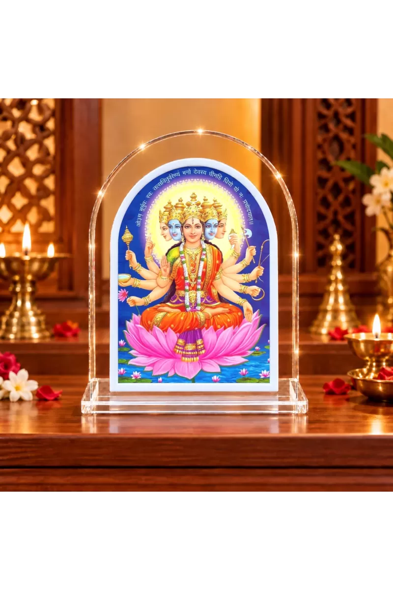 Gayatri Mata L Shape Acrylic Showpiece 3 X 3.5 Inch For Home, Office And Car (F177086)