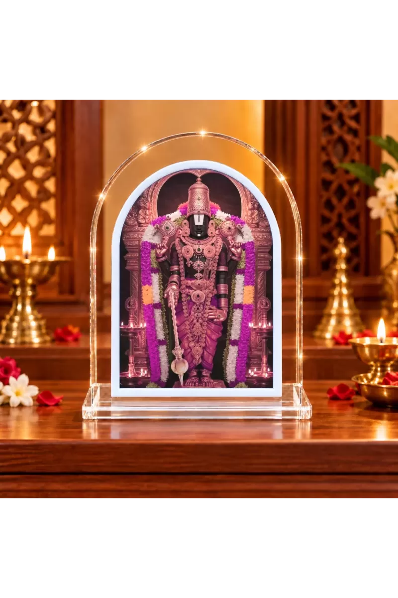 Lord Venkateswara L Shape Acrylic Showpiece 3 X 3.5 Inch For Home, Office And Car (F177091)