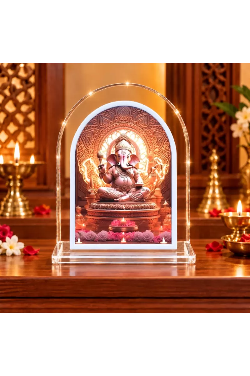 Lord Ganesha L Shape Acrylic Showpiece 3 X 3.5 Inch For Home, Office And Car (F177093)