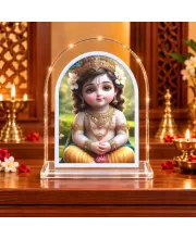 Lord Krishna L Shape Acrylic Showpiece 3 X 3.5 Inch For Home, Office And Car (F177094)