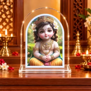 Lord Krishna L Shape Acrylic Showpiece 3 X 3.5 Inch For Home, Office And Car (F177094)