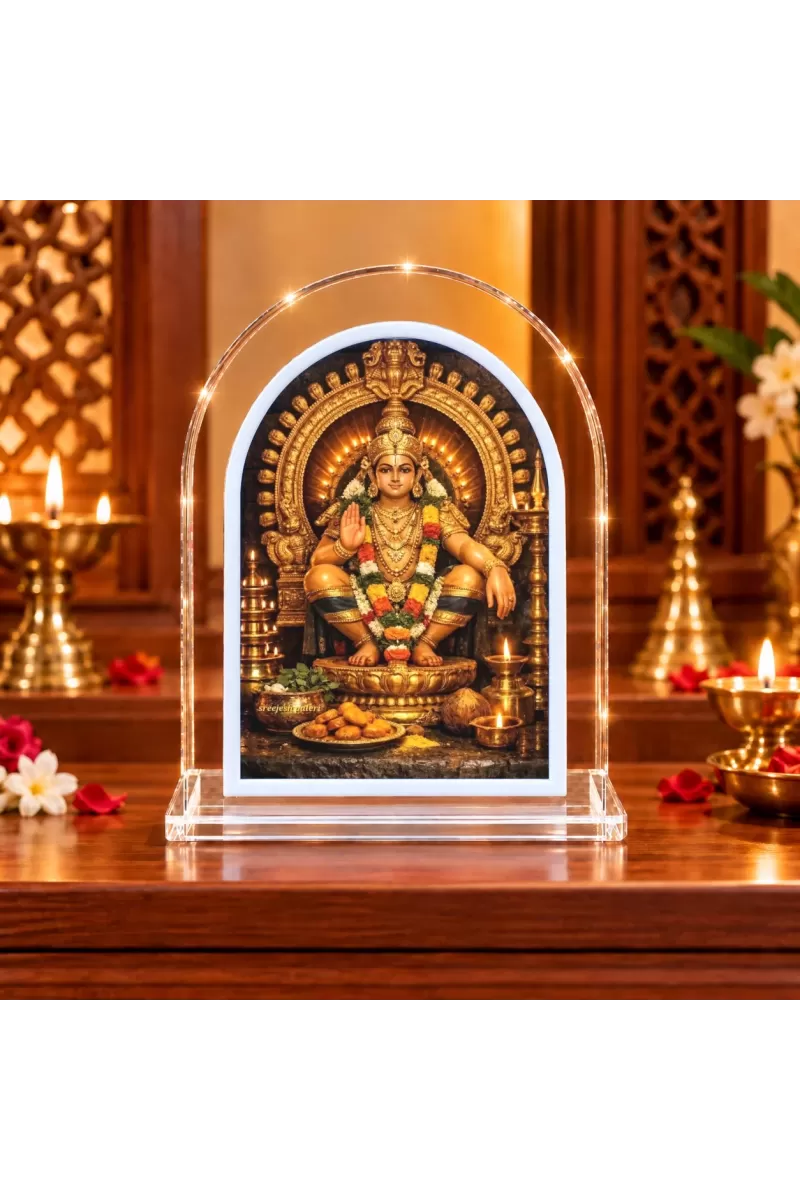 Lord Ayyappan L Shape Acrylic Showpiece 3 X 3.5 Inch For Home, Office And Car (F177106)