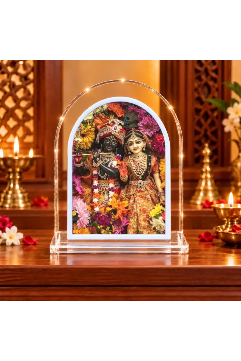 Radha Krishna L Shape Acrylic Showpiece 3 X 3.5 Inch For Home, Office And Car (F177107)