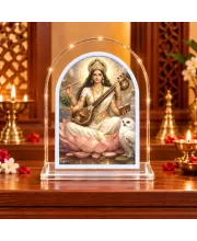 Goddess Saraswati L Shape Acrylic Showpiece 3 X 3.5 Inch For Home, Office And Car (F177108)