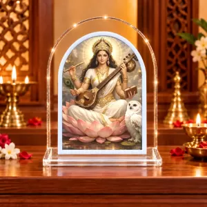 Goddess Saraswati L Shape Acrylic Showpiece 3 X 3.5 Inch For Home, Office And Car (F177108) Goddess Saraswati L Shape Acrylic Showpiece 3 X 3.5 Inch For Home, Office And Car (F177108)