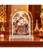 Laughing Buddha L Shape Acrylic Showpiece 3 X 3.5 Inch For Home, Office And Car (F177112)