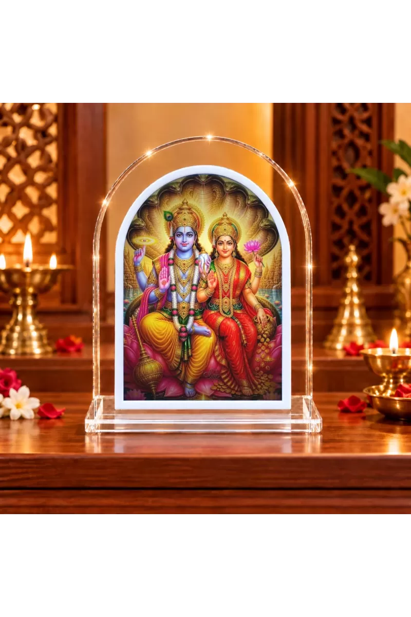 Goddess Lakshmi Narayan L Shape Acrylic Showpiece 3 X 3.5 Inch For Home, Office And Car (F177114)