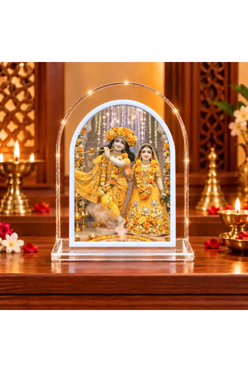 Radha Krishna L Shape Acrylic Showpiece 3 X 3.5 Inch For Home, Office And Car (F177118)