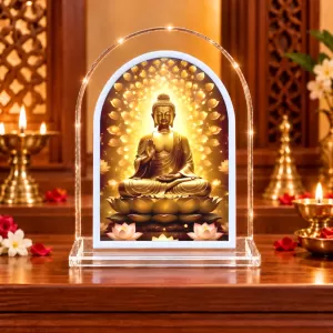 Buddha L Shape Acrylic Showpiece 3 X 3.5 Inch For Home, Office And Car (F177122)