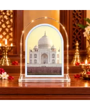 Taj Mahal L Shape Acrylic Showpiece 3 X 3.5 Inch For Home, Office And Car (F177127)