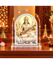 Goddess Saraswati L Shape Acrylic Showpiece 3 X 3.5 Inch For Home, Office And Car (F177128)