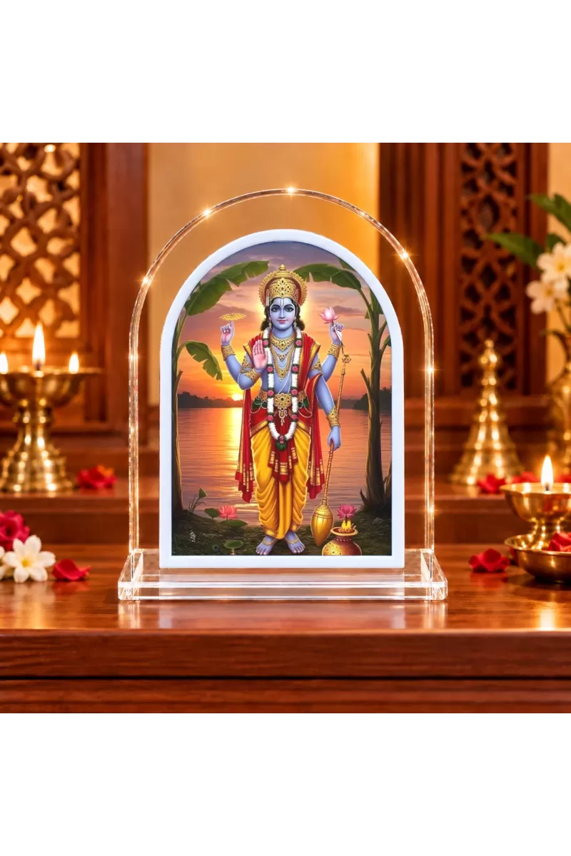Lord Vishnu L Shape Acrylic Showpiece 3 X 3.5 Inch For Home, Office And Car (F177130)