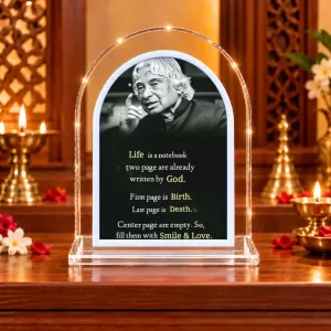 A. P. J. Abdul Kalam L Shape Acrylic Showpiece 3 X 3.5 Inch For Home, Office And Car (F177132)