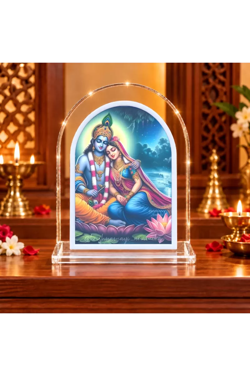 Radha Krishna L Shape Acrylic Showpiece 3 X 3.5 Inch For Home, Office And Car (F177134)