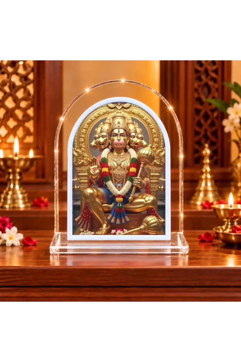 Panchmukhi Hanuman L Shape Acrylic Showpiece 3 X 3.5 Inch For Home, Office And Car (F177135)