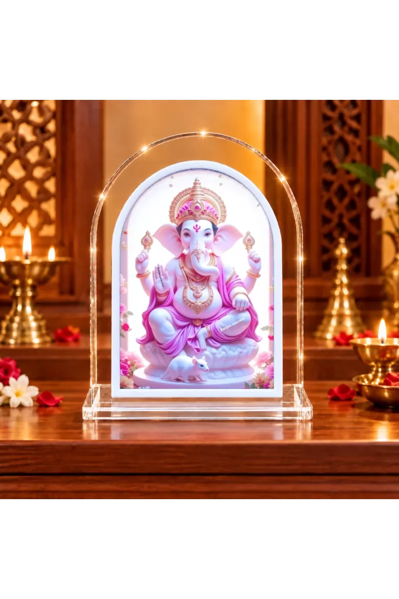 Lord Ganesha L Shape Acrylic Showpiece 3 X 3.5 Inch For Home, Office And Car (F177136)