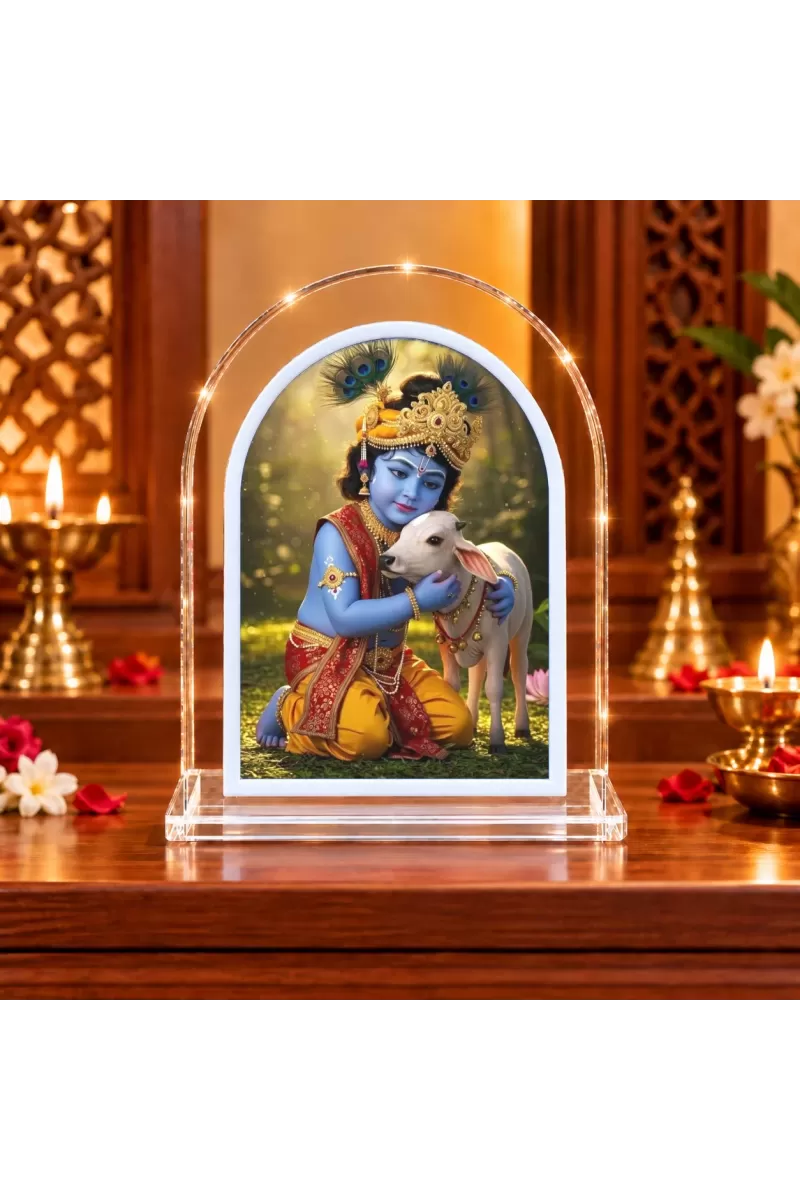 Lord Krishna L Shape Acrylic Showpiece 3 X 3.5 Inch For Home, Office And Car (F177137)