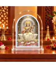 Goddess Saraswati L Shape Acrylic Showpiece 3 X 3.5 Inch For Home, Office And Car (F177140)
