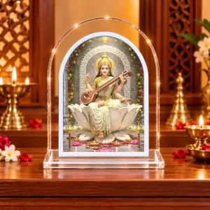 Goddess Saraswati L Shape Acrylic Showpiece 3 X 3.5 Inch For Home, Office And Car (F177140) Goddess Saraswati L Shape Acrylic Showpiece 3 X 3.5 Inch For Home, Office And Car (F177140)