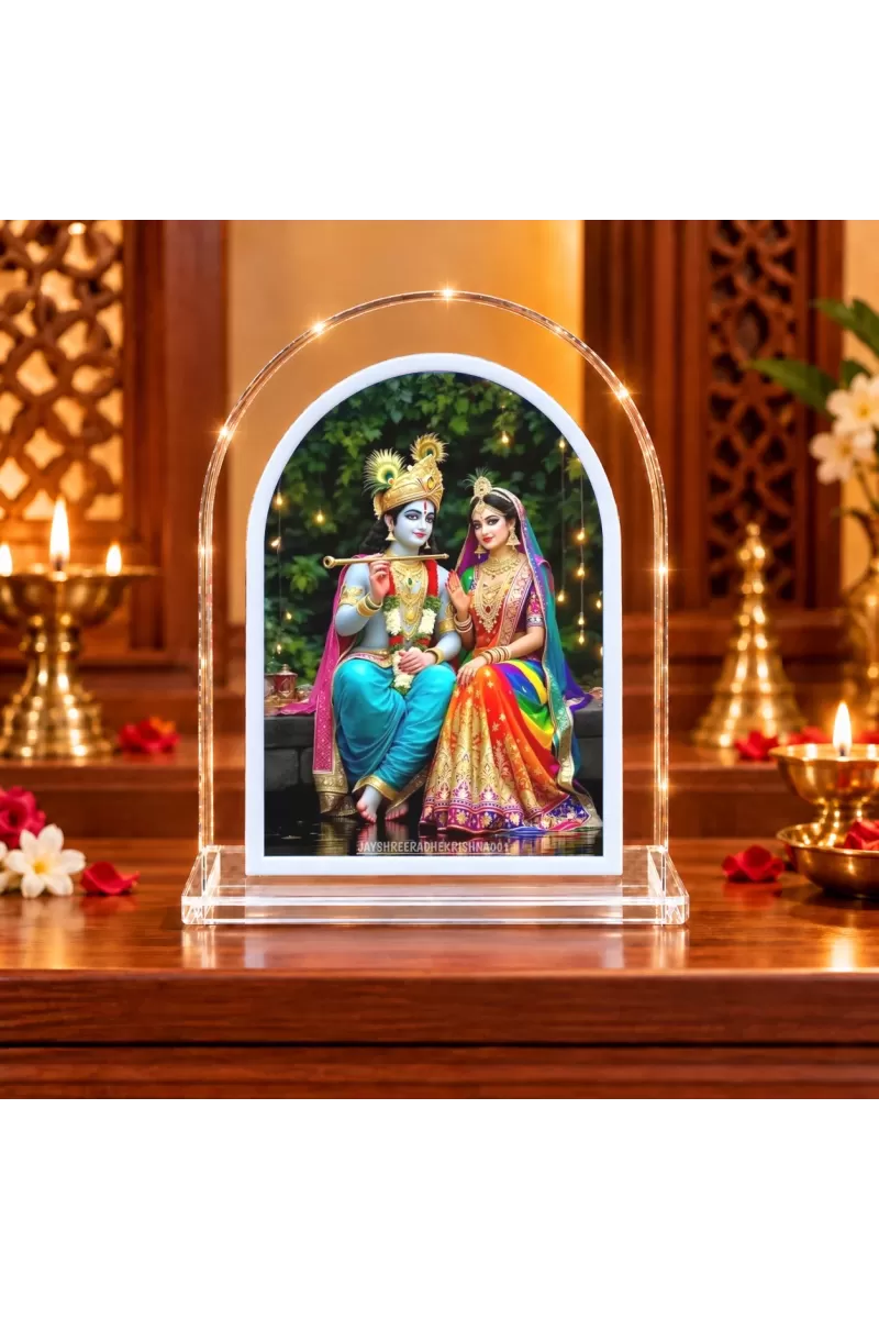 Radha Krishna L Shape Acrylic Showpiece 3 X 3.5 Inch For Home, Office And Car (F177142)