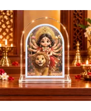 Durga Maa L Shape Acrylic Showpiece 3 X 3.5 Inch For Home, Office And Car (F177144)