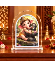 Lord Ganesha L Shape Acrylic Showpiece 3 X 3.5 Inch For Home, Office And Car (F177146)