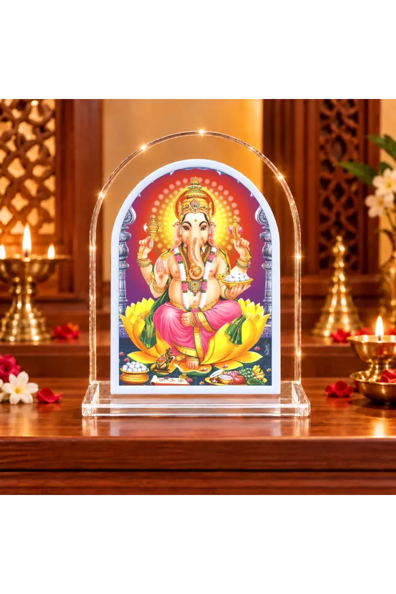 Lord Ganesha L Shape Acrylic Showpiece 3 X 3.5 Inch For Home, Office And Car (F177150)