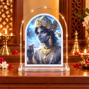 Lord Krishna L Shape Acrylic Showpiece 3 X 3.5 Inch For Home, Office And Car (F177154)