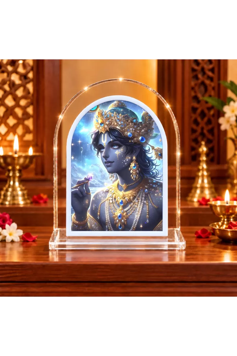 Lord Krishna L Shape Acrylic Showpiece 3 X 3.5 Inch For Home, Office And Car (F177154)