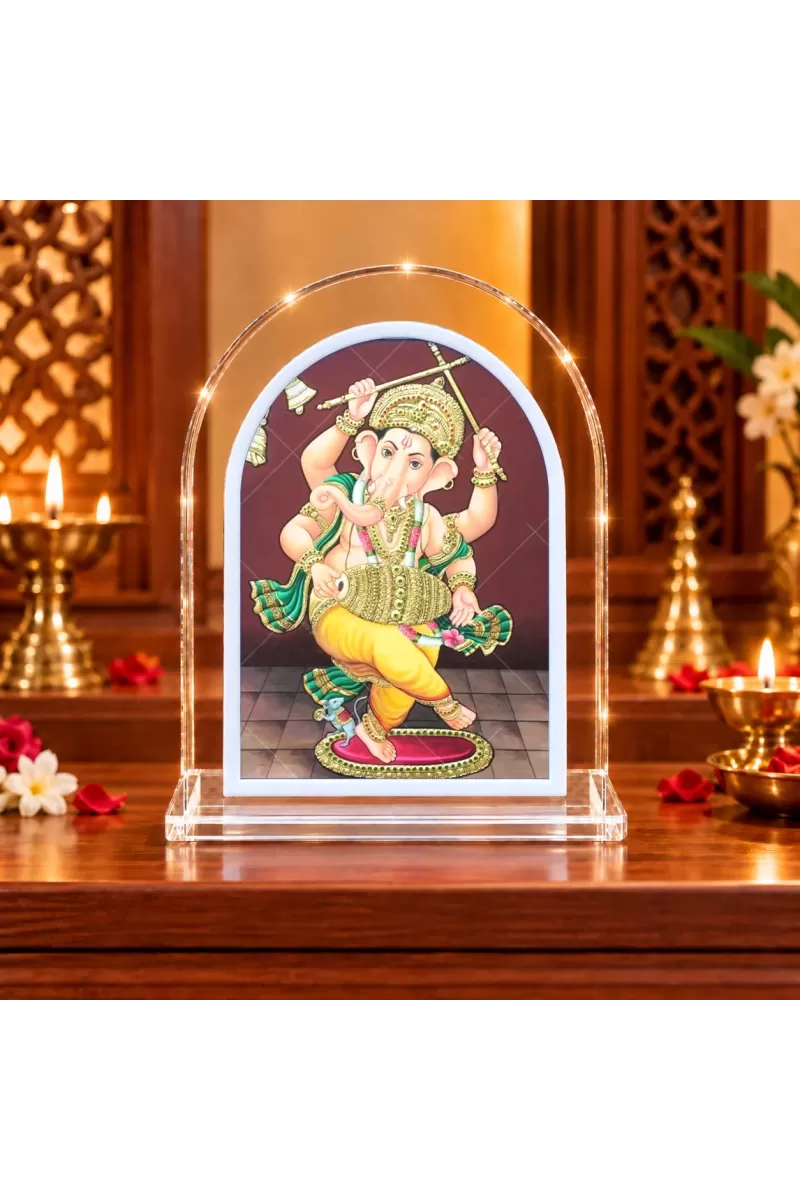 Lord Ganesha L Shape Acrylic Showpiece 3 X 3.5 Inch For Home, Office And Car (F177155)