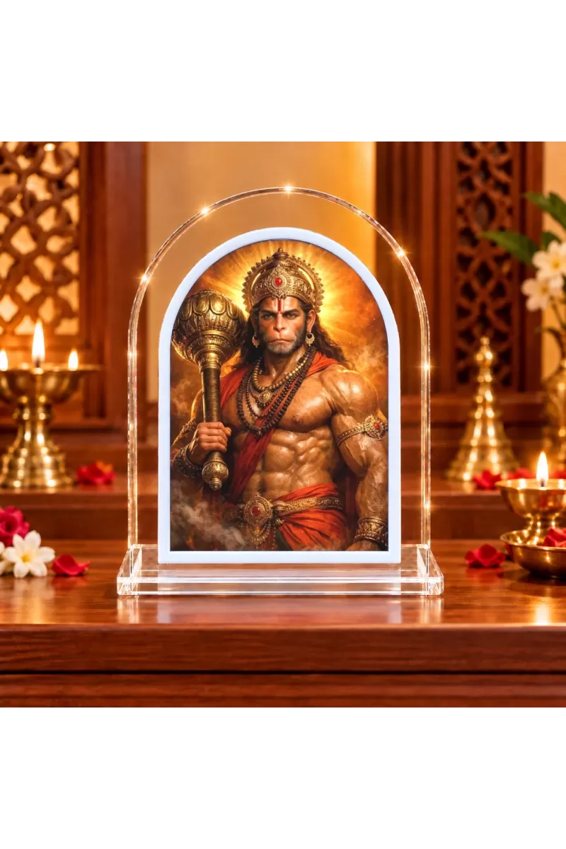 Hanuman L Shape Acrylic Showpiece 3 X 3.5 Inch For Home, Office And Car (F177157)