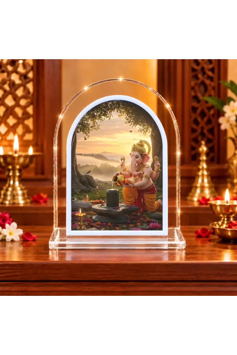 Lord Ganesha L Shape Acrylic Showpiece 3 X 3.5 Inch For Home, Office And Car (F177158)