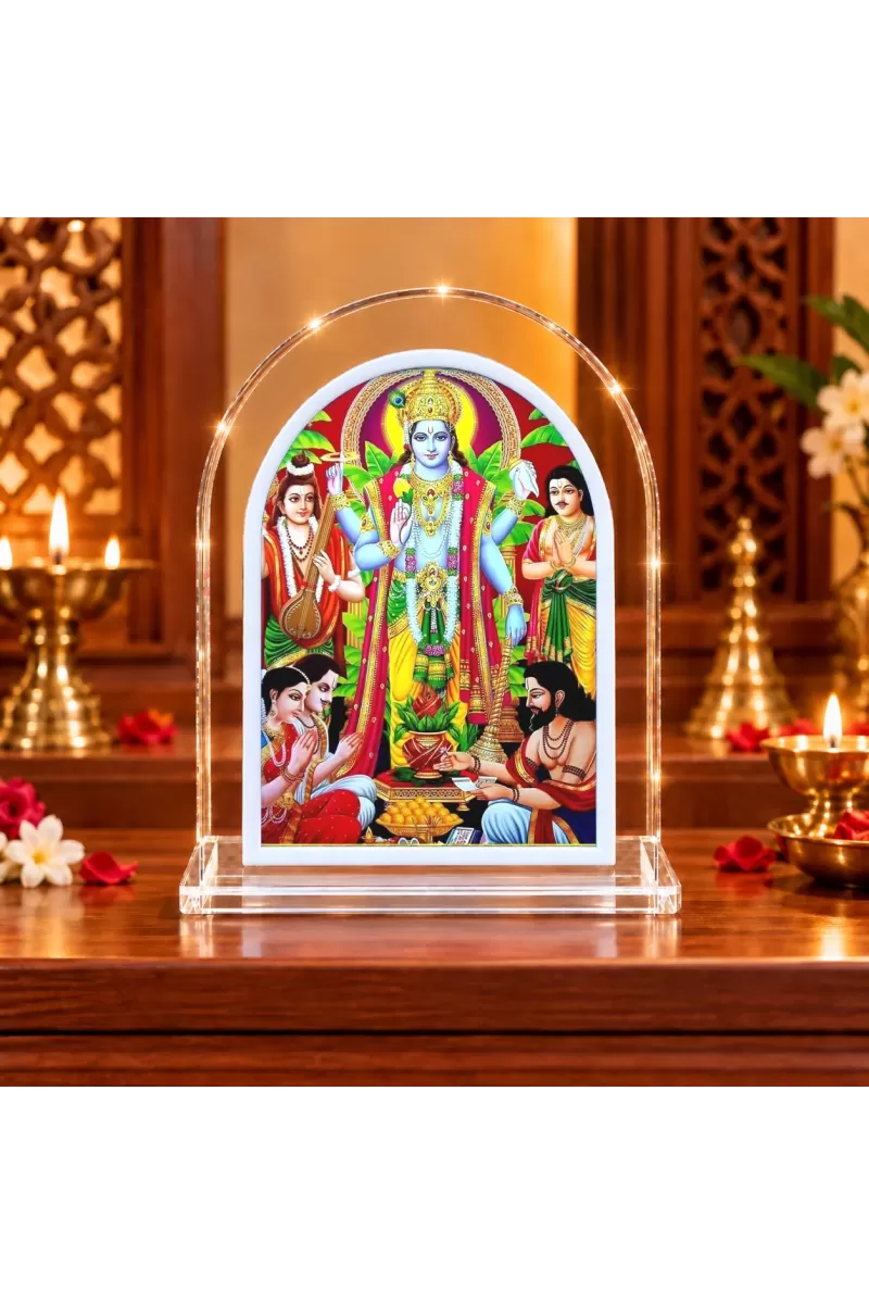 Lord Sattyanarayan L Shape Acrylic Showpiece 3 X 3.5 Inch For Home, Office And Car (F177160)