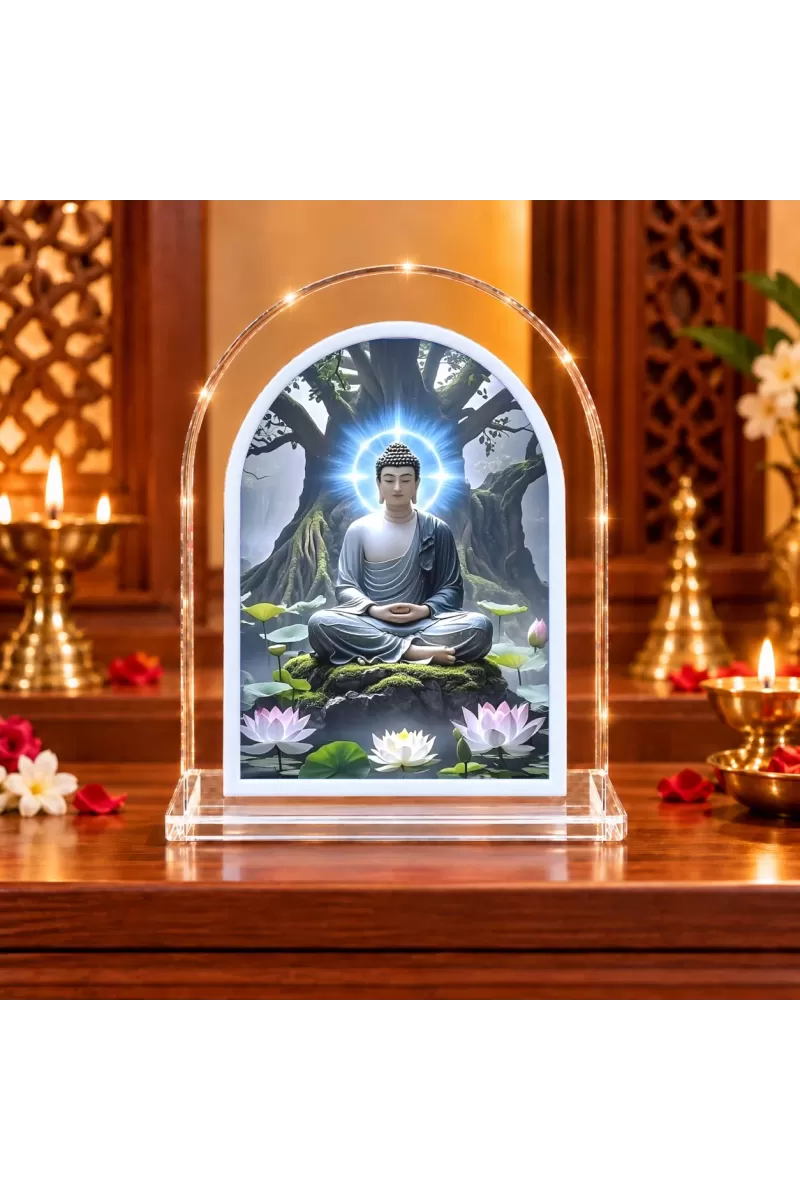 Buddha L Shape Acrylic Showpiece 3 X 3.5 Inch For Home, Office And Car (F177161)