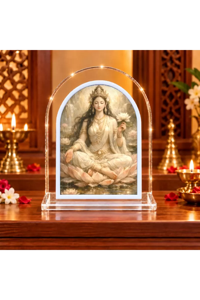 Mahalakshmi L Shape Acrylic Showpiece 3 X 3.5 Inch For Home, Office And Car (F177163)