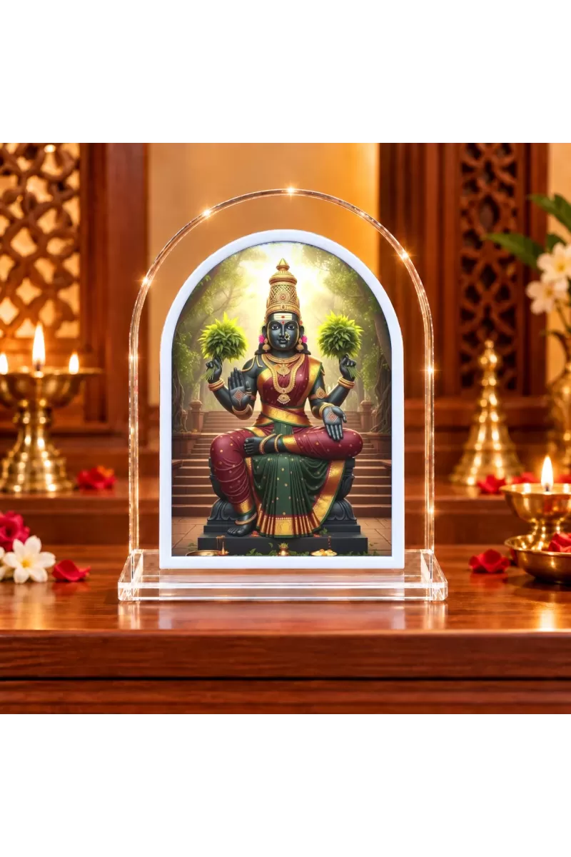 Om Sakthi Ammandevi Amman L Shape Acrylic Showpiece 3 X 3.5 Inch For Home, Office And Car (F177164)