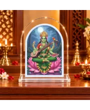Goddess Saraswati L Shape Acrylic Showpiece 3 X 3.5 Inch For Home, Office And Car (F177165)
