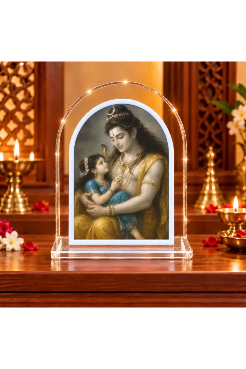 Maa Durga L Shape Acrylic Showpiece 3 X 3.5 Inch For Home, Office And Car (F177167)