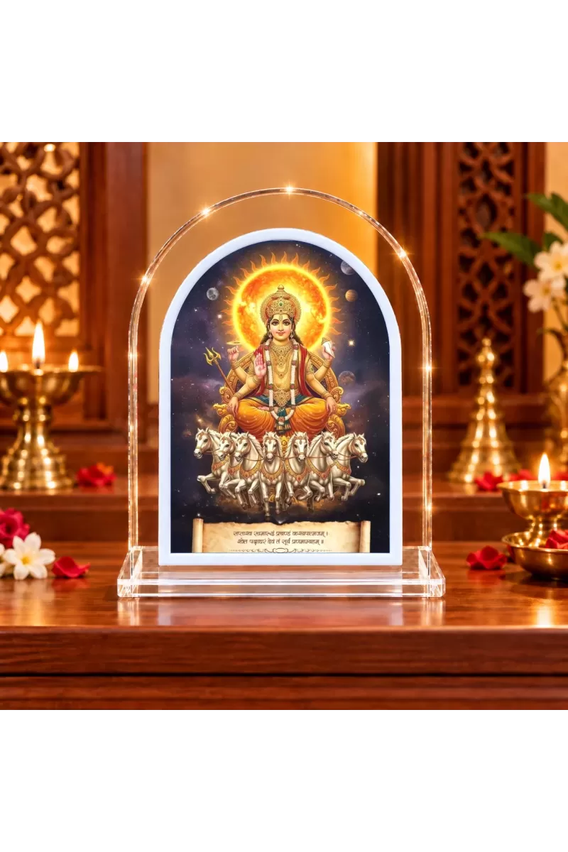 Surya Dev L Shape Acrylic Showpiece 3 X 3.5 Inch For Home, Office And Car (F177169)